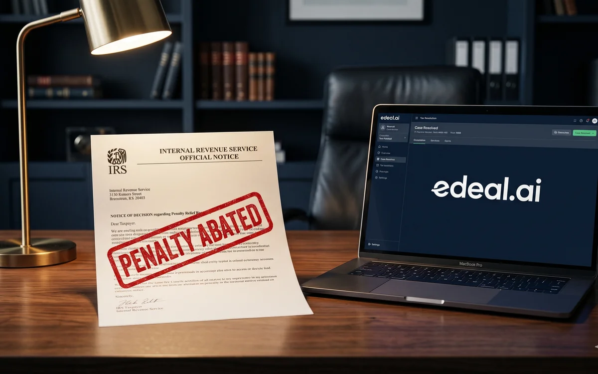 IRS notice of penalty and a calendar with the 30-day deadline circled — illustration of the IRS appeals process